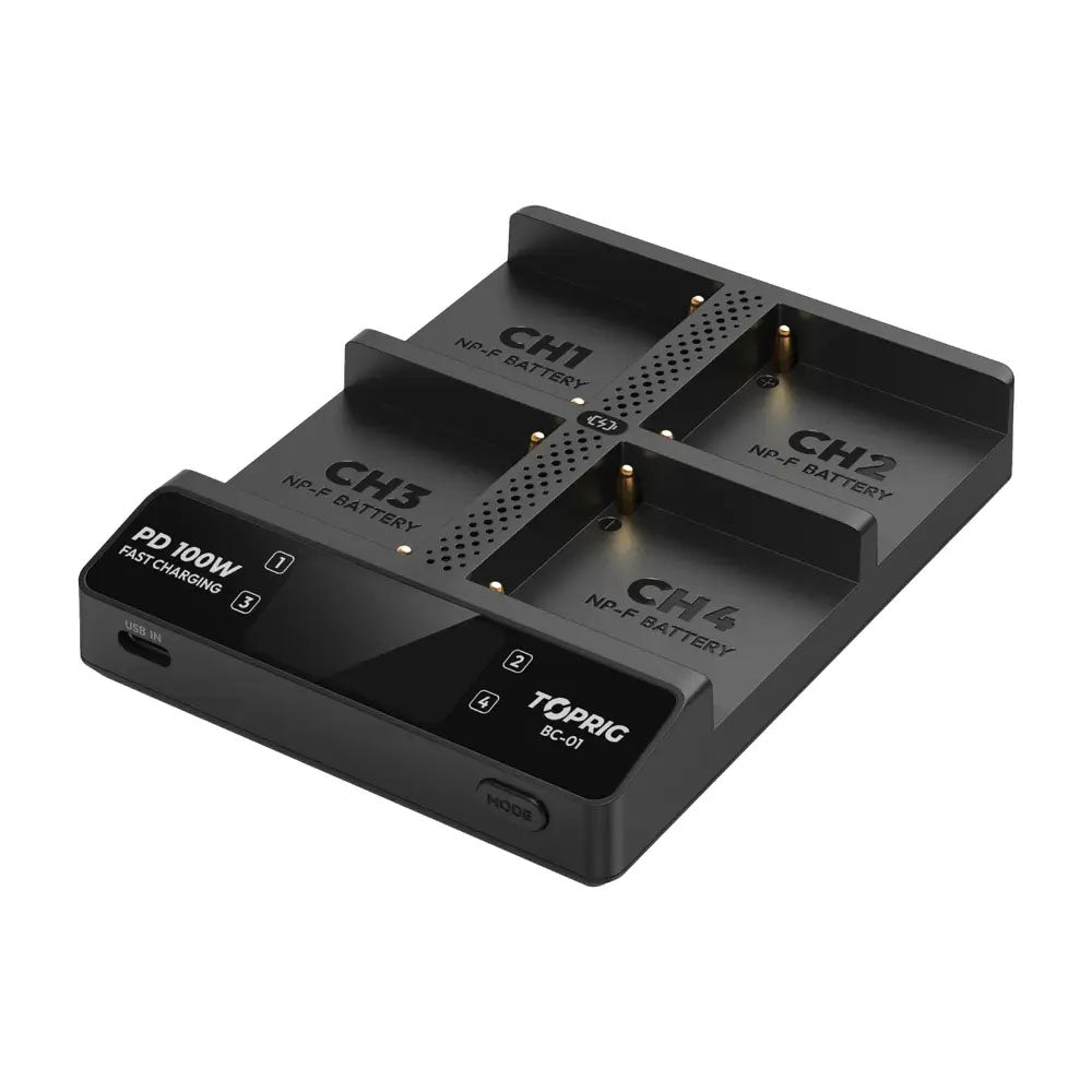 Accsoon BC-01 Toprig 4 port NP-F battery charger with Power Supply