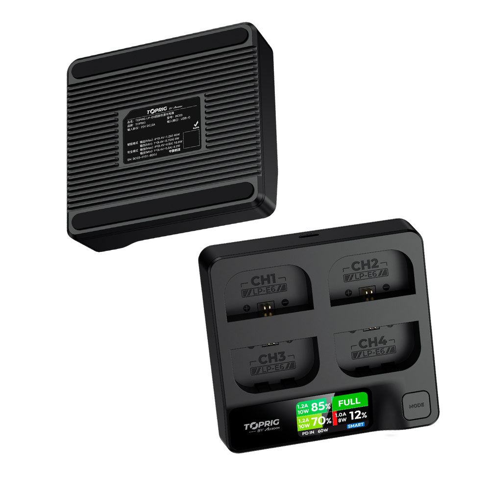 Accsoon Toprig 4-Bay LP-E6 Fast Charger