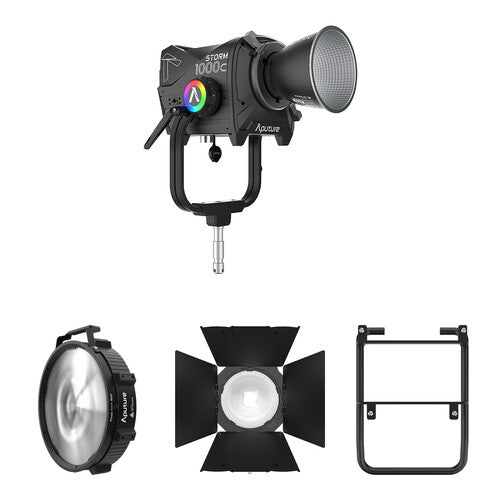 Aputure STORM 1000c Cine Kit with Skid Support, Fresnel, Barndoors