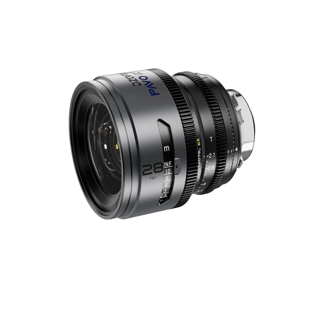 DZOFilm Pavo 28mm T2.1 2x Anamorphic Prime Lens (Blue Coating, PL/EF Mount, Metres)