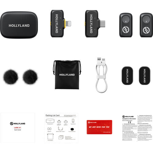 Hollyland LARK A1 Combo 2-Person Wireless Mic System with USB-C and Lightning