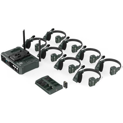 Hollyland Solidcom C1-8S Full-Duplex Wireless DECT Intercom System with 8 Headsets, HUB Base, Storm Case & Connection Accessories