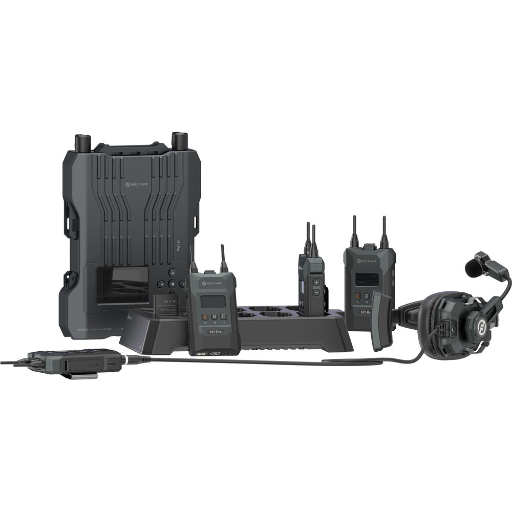 Hollyland Solidcom M1 Pro Full-Duplex Wireless Intercom System with 4 Beltpacks & Single-Ear Headsets (1.9 GHz)