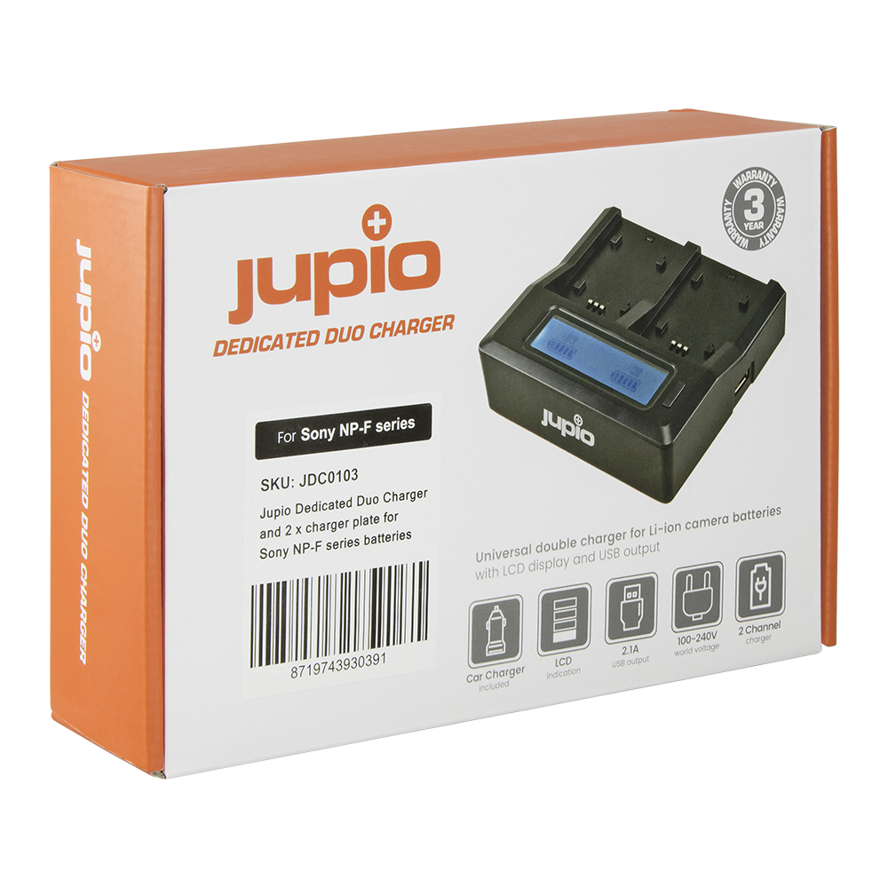 Jupio Dedicated Duo USB Charger with LCD for Sony NP-F Series Batteries