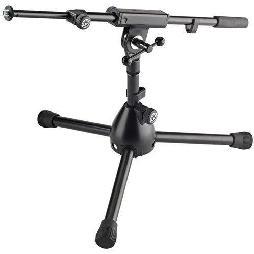 K&M Rein Low Level Tripod Microphone Stand with Telescoping Boom in Black
