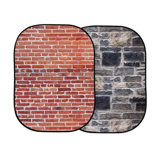Lastolite Urban Collapsible Double Sided Background - Red Brick & Grey Stone - 1.5 x 2.1m