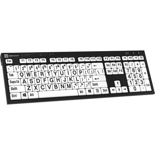 Logickeyboard Nero Braille and Large White Print Keyboard for Windows