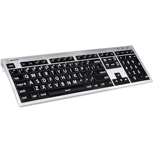 Logickeyboard Large Print ALBA Mac Pro Keyboard White on Black