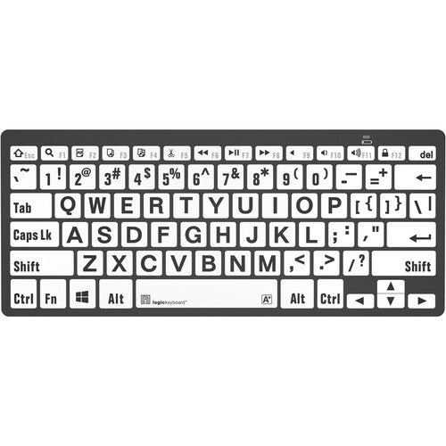 Logickeyboard XLPrint Bluetooth Black on White PC US Keyboard