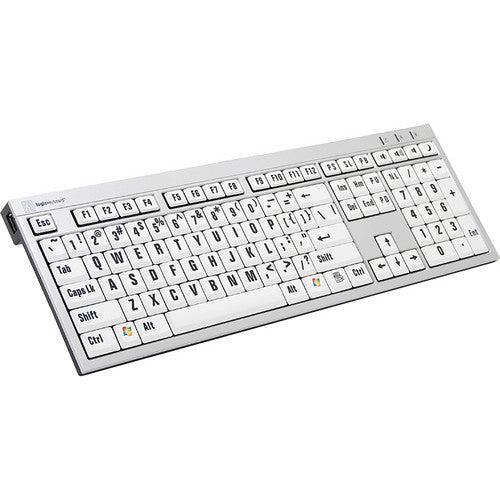 Logickeyboard XLPrint PC Slim Line Keyboard with Large Print Black on White