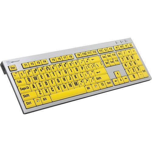 Logickeyboard XLPrint PC Slim Line Keyboard with Large Print Black on Yellow