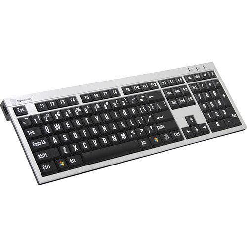 Logickeyboard XLPrint PC Slim Line Keyboard with Large Print White on Black