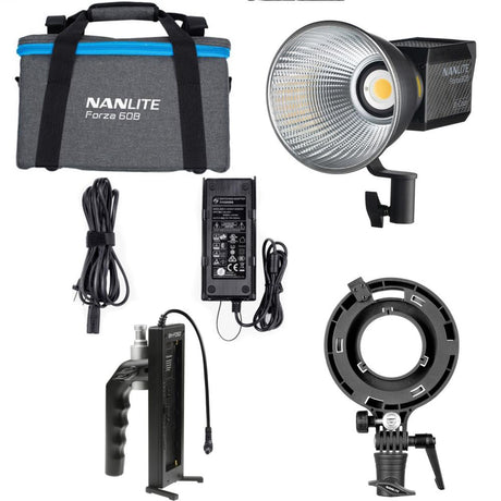 Nanlite Forza 60B Start Up Kit includes light Lantern Softbox Grid Stand