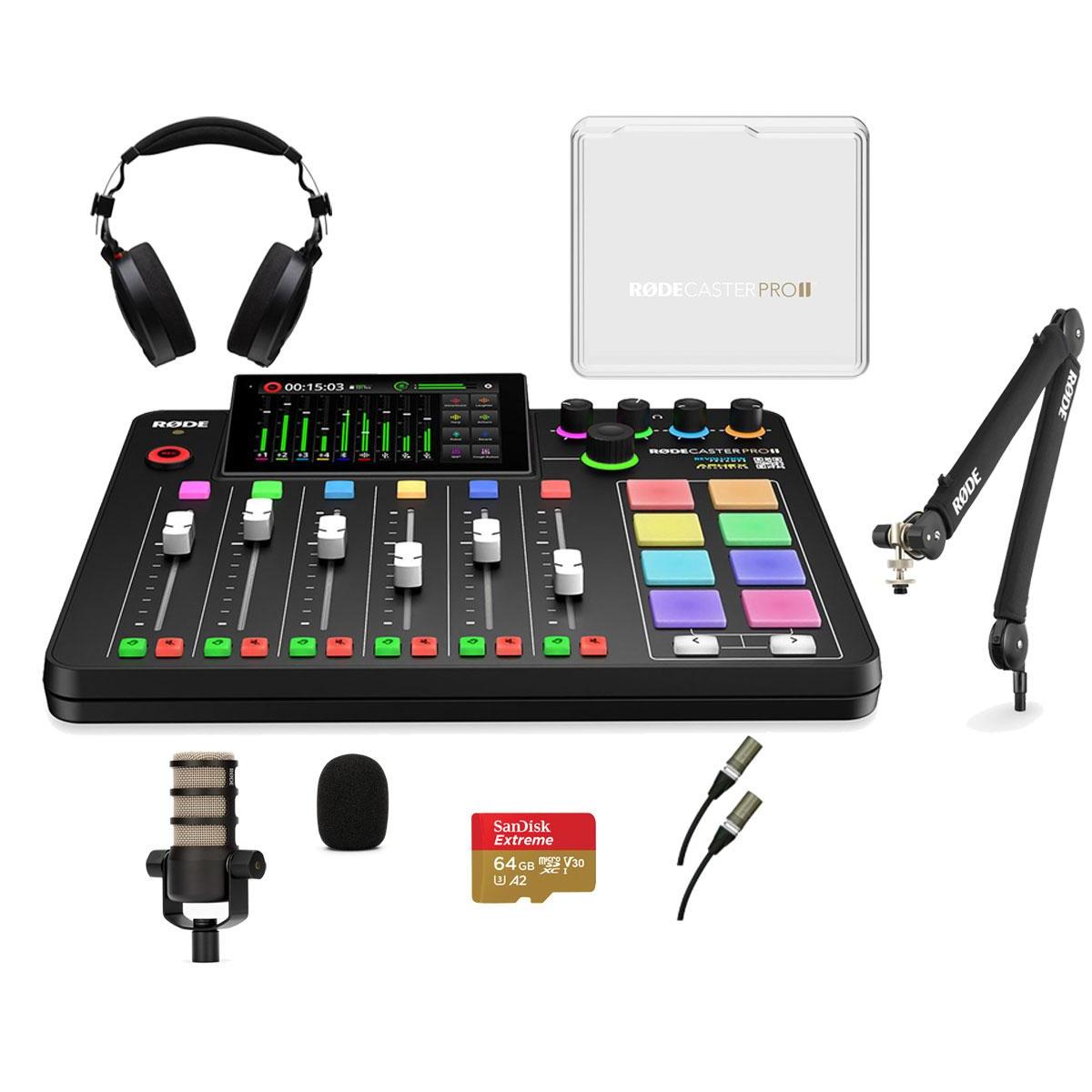 Rode Rodecaster Pro II 1-Person Podcasting Kit with Podmic & Arm