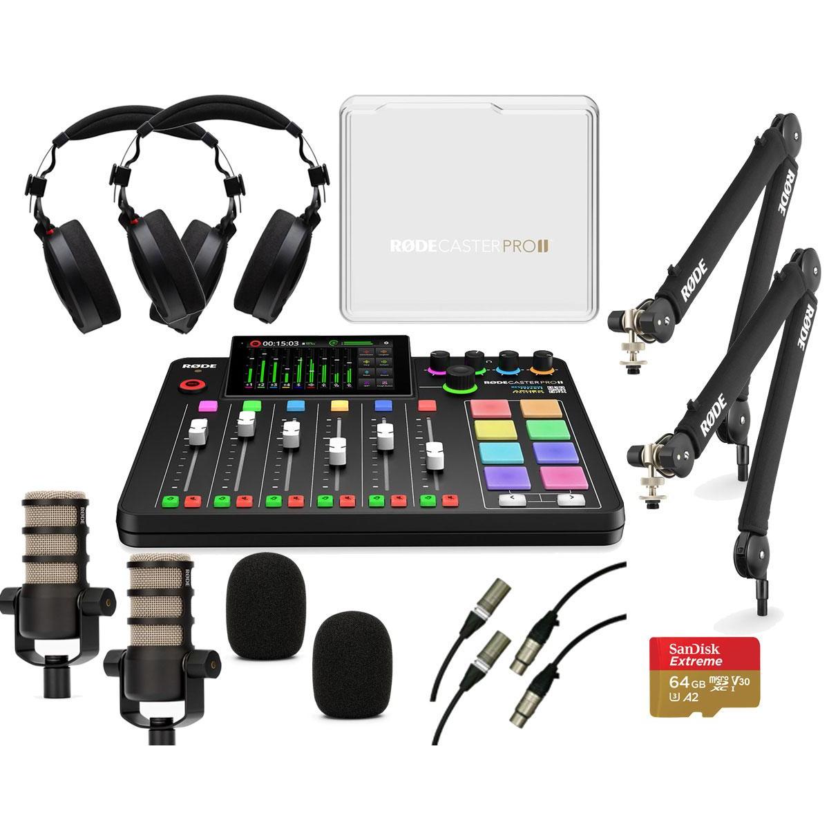 Rode Rodecaster Pro II 2-Person Podcasting Kit with Podmics & Arms