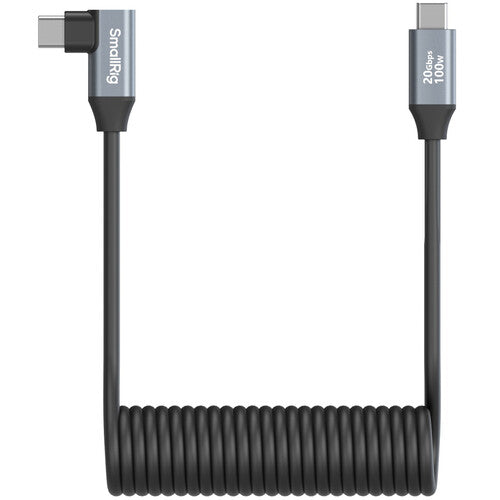 SmallRig USB-C Straight-to-Right Angled Coiled Data Cable (35cm)