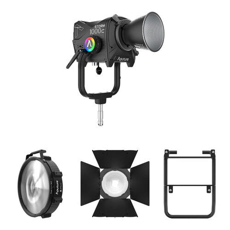Aputure STORM 1000c Cine Kit with Skid Support, Fresnel, Barndoors