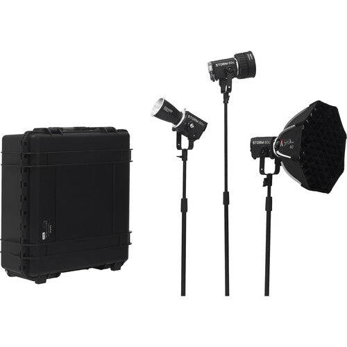 Aputure Storm 80c 3 Head Kit Inc Rolling Carry Case