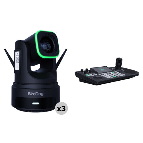 BirdDog X4 Ultra 4K PTZ 3 Cameras with KBD PTZ Controller Bundle (Black)