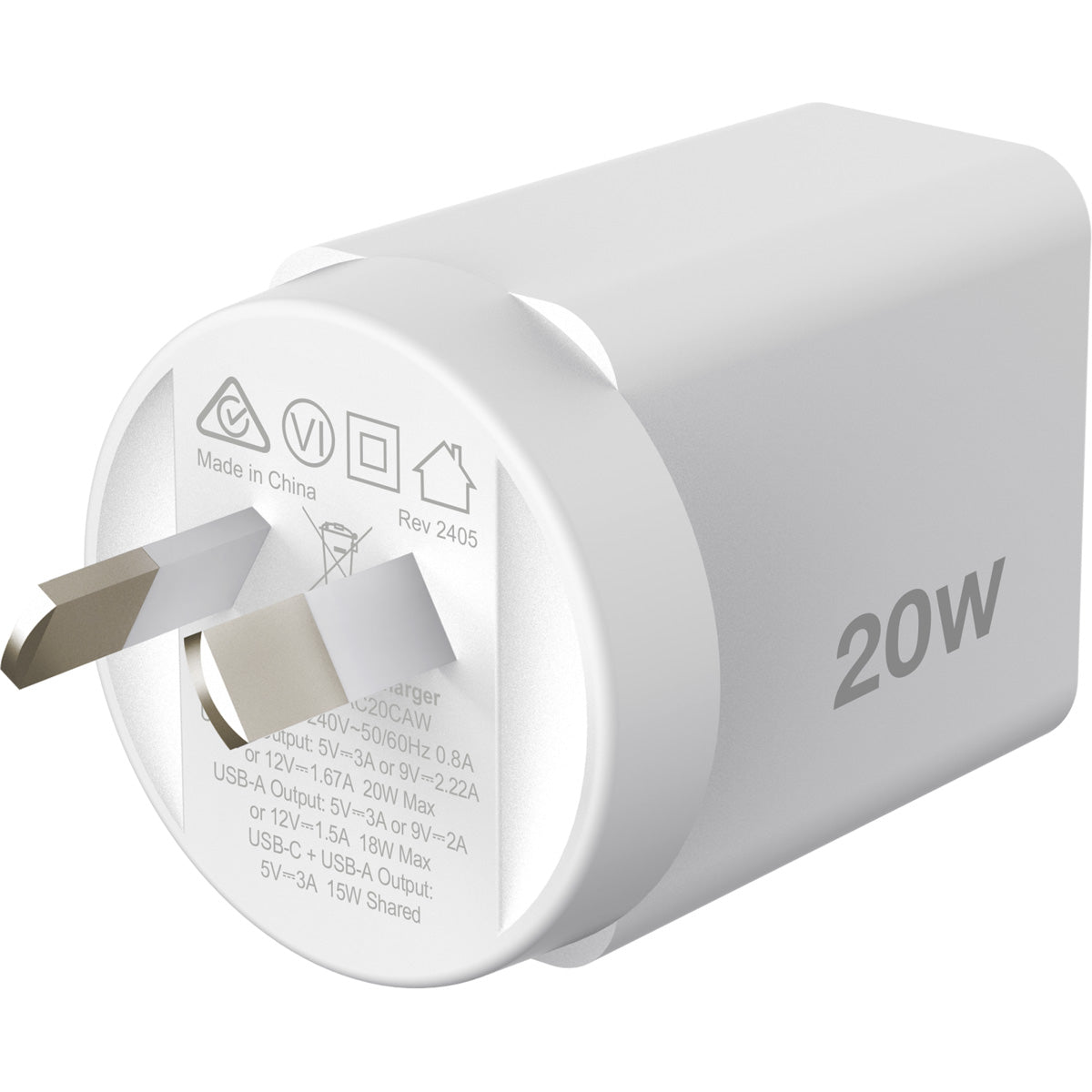 Comsol 20W Dual Port USB Wall Charger (White)