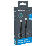Comsol  30cm USB-C to USB-C Silicone and Fabric Cable