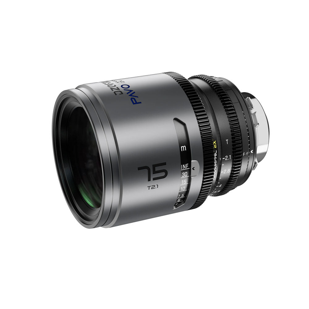 DZOFILM Pavo 75mm T2.1 2x Anamorphic Prime Lens (Blue Coating, PL/EF Mount, Metres)