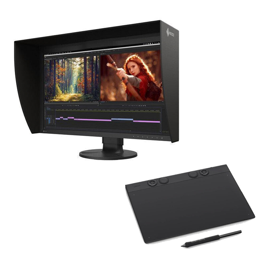 EIZO ColorEdge CG2700X 27 Inch 4K HDR Monitor and Wacom Intuos Pro Tablet Bundle