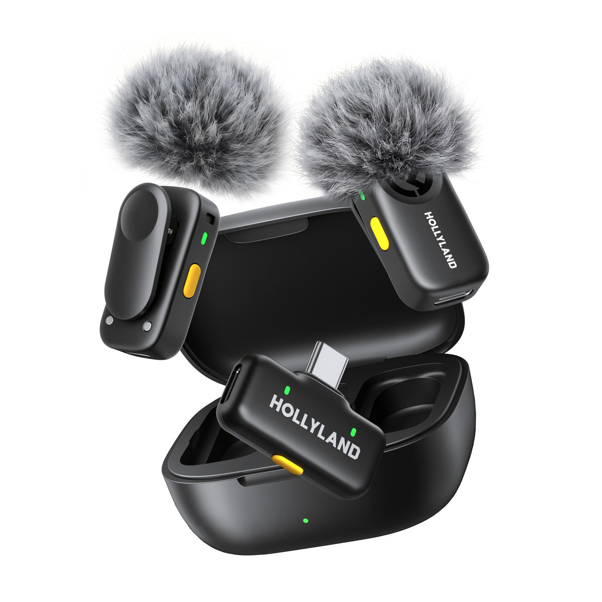 Hollyland LARK A2 Duo Wireless Microphone (Space Gray, Charging Case)