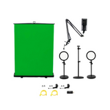 Ikan HomeStream Kit 4 with Desktop Lights and Green Screen and Capture Device and Camera Stand and Podcast Mic