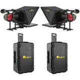 Ikan P2P Interview System with 2 x 15 Inch Teleprompters and Rolling Cases