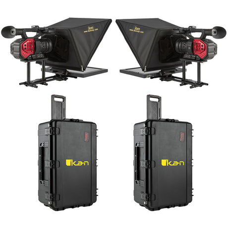 Ikan P2P Interview System with 2 x 15 Inch Teleprompters and Rolling Cases