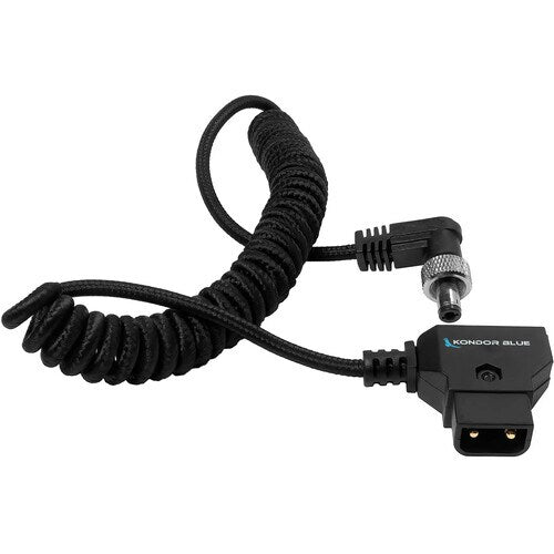 Kondor Blue Coiled D-Tap to Locking DC 2.5mm Right-Angle Cable for amaran