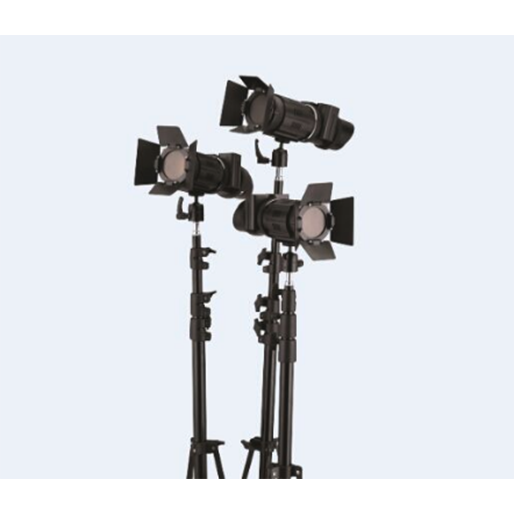 Lishuai 3 Head 50W Fresnel LED Light Kit with Roller Case