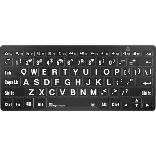 Logickeyboard LargePrint White-on-Black Bluetooth Mini Keyboard for Windows