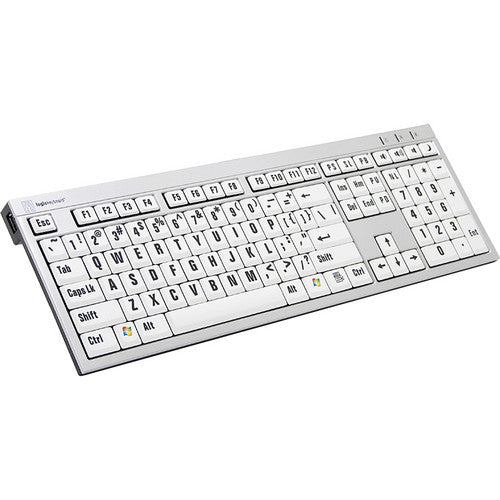 Logickeyboard XLPrint PC Slim Line Keyboard with Large Print Black on White