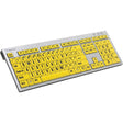 Logickeyboard XLPrint PC Slim Line Keyboard with Large Print Black on Yellow