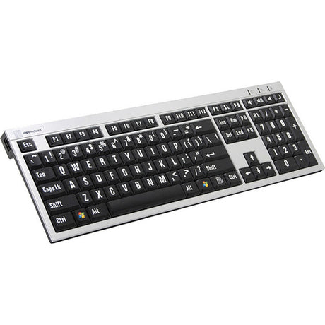 Logickeyboard XLPrint PC Slim Line Keyboard with Large Print White on Black