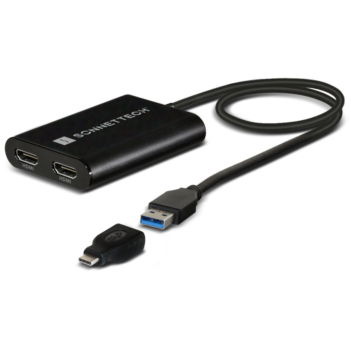 Sonnet USB-C DisplayLink 双 4K 60Hz HDMI 适配器，带 PD 直通