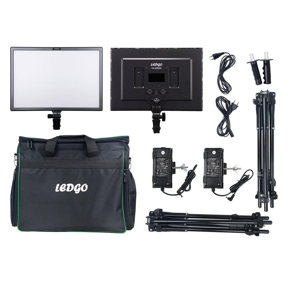 LEDGO Luxpad E268C twin LED light kit with batteries & light stands