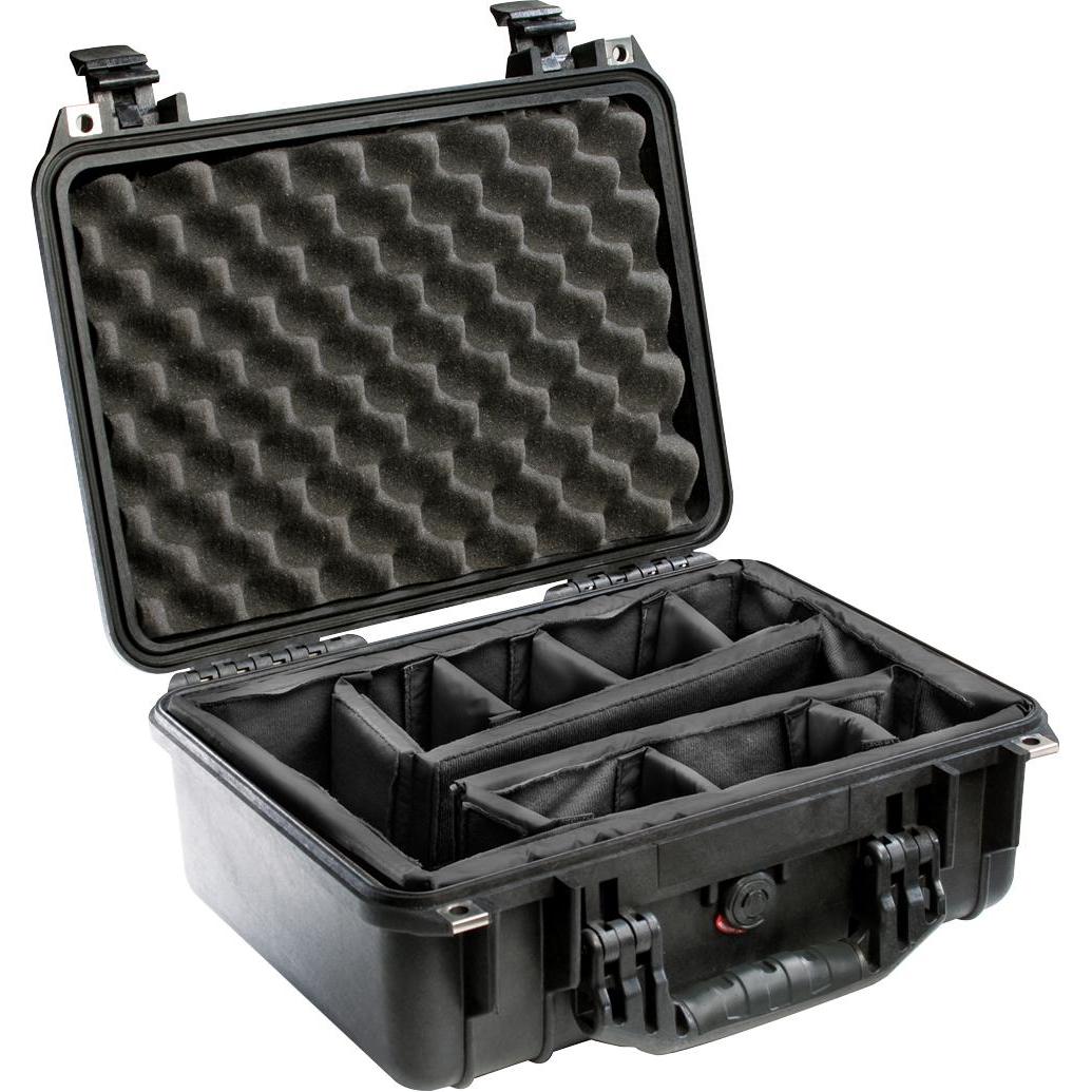 Pelican 1450 Black Case with Padded Dividers