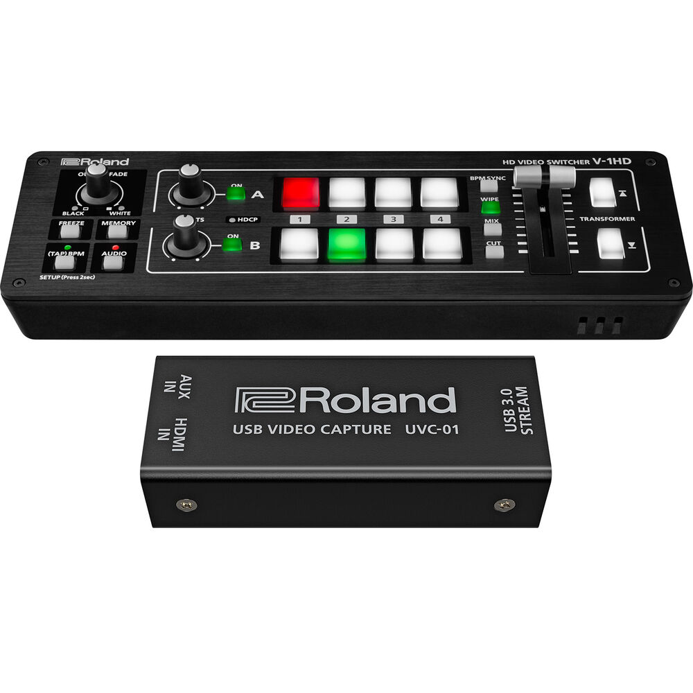 Roland V-1HD Switcher with UVC-01 Streaming Encoder Bundle