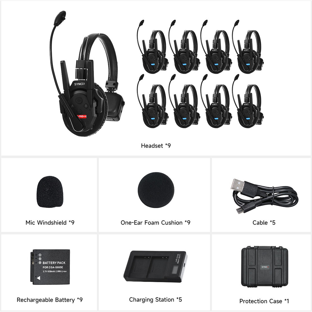 Synco Xtalk Pro 9 Full-Duplex 9-Person Wireless Intercom System