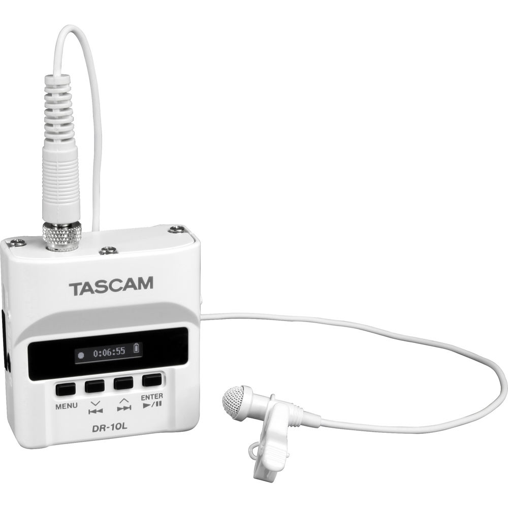 Tascam DR-10L Micro Portable Audio Recorder with Lav Mic in White